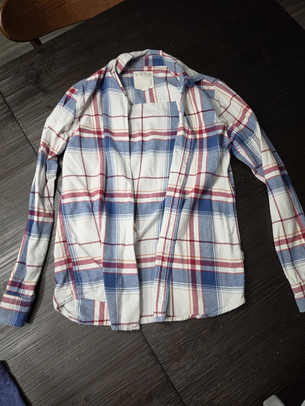 VSTR Casual Plaid Button-Down Shirt in Blue, Red & White